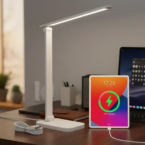 Luminária de Mesa LED Touch Dobrável Luz Ajustável 3 Níveis Bivolt 110-220V Design Moderno Portátil