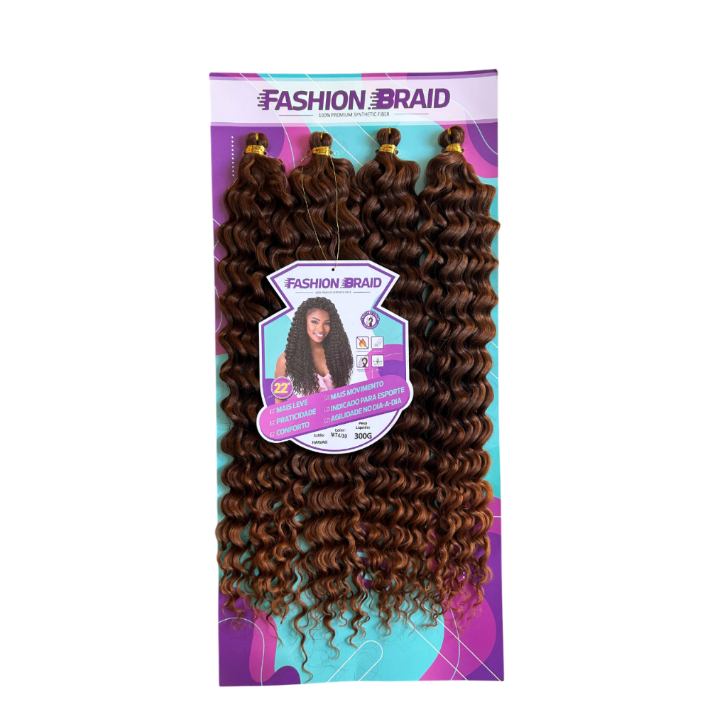 Cabelo Orgânico Cacheado Hawaii Cor MT4/30 Fashion Braid Método Crochet Braid