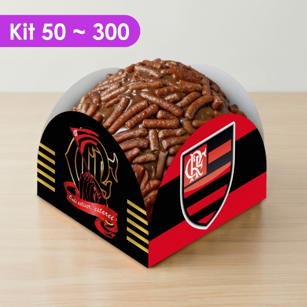 Forminha Flamengo Docinho Porta Doce Festa de Anivesário Lembrancinha Preto e Vermelho Brigadeiro