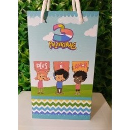 PEGUE E MONTE – Sacolinhas 3 Palavrinhas Azul Menino Personalizada Lembrancinha para Festa Tamanho M