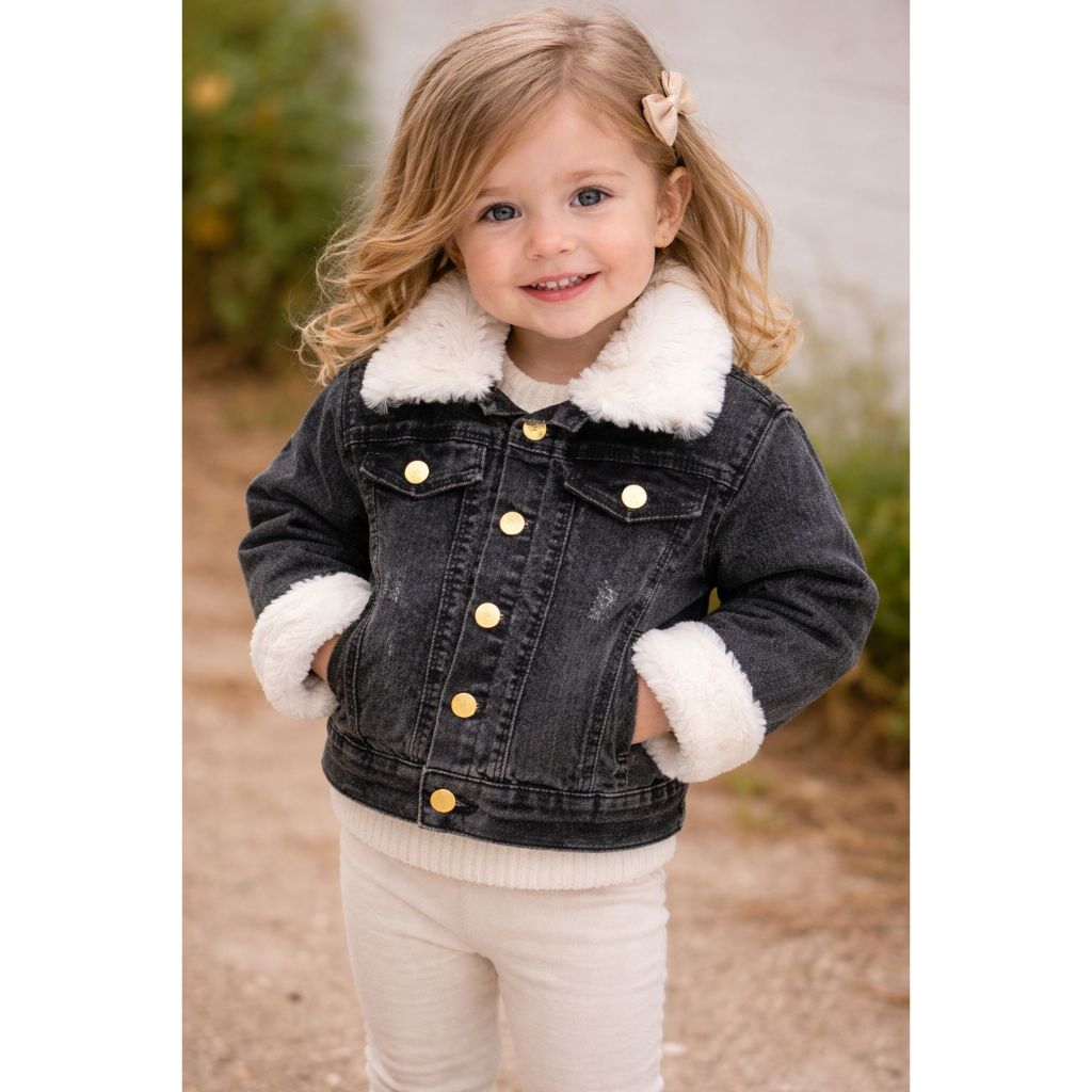 Jaqueta Jeans com Lycra Infantil e Juvenil Meninas com Pelinho em Oferta na Shopee