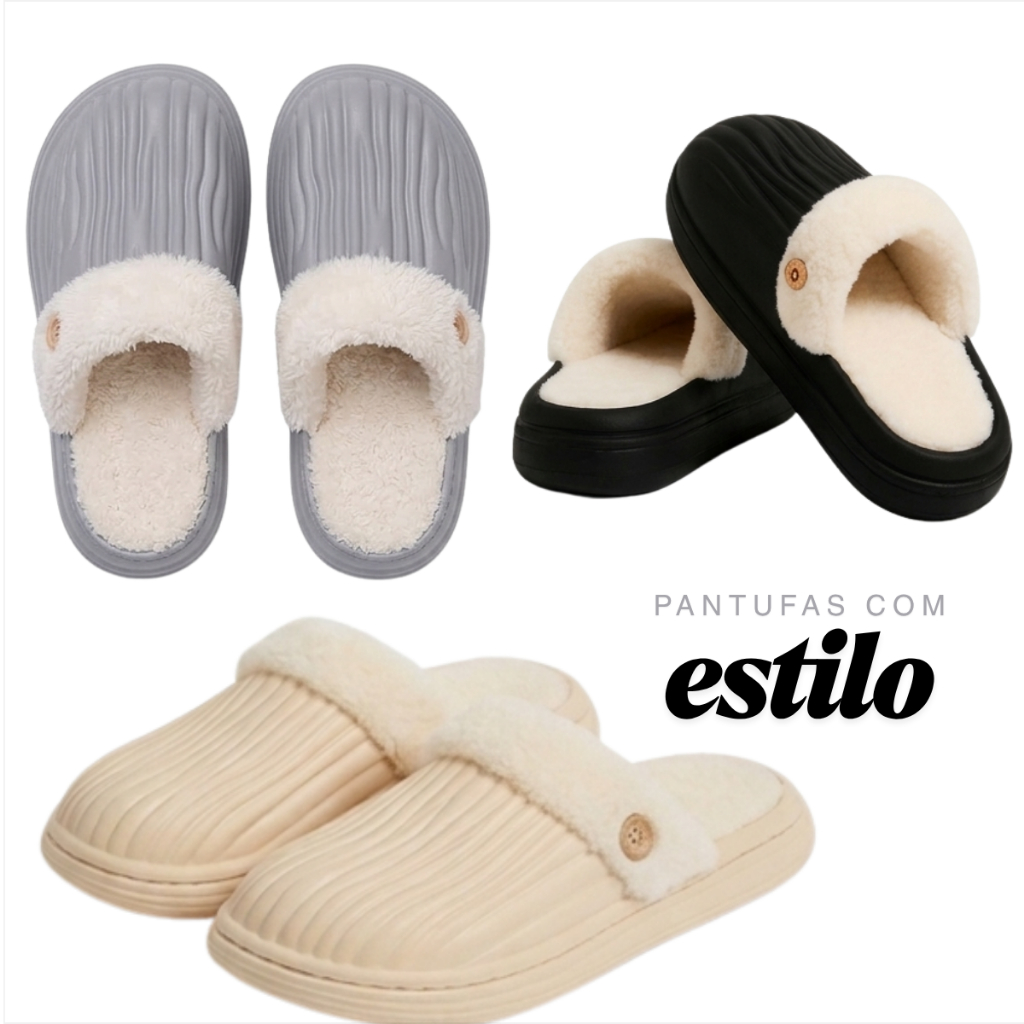 Pantufa Masculina E Feminina Antiderrapante Forrada Externo Sintétco