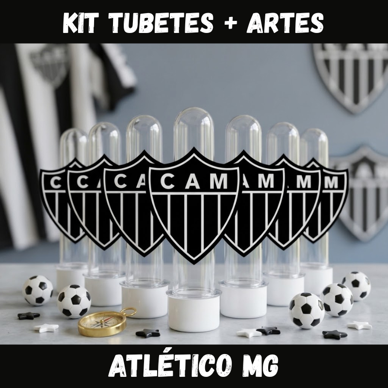 Kit Tubetes + Artes Futebol Logo Atlético MG - Lembrancinha Aniversário Personalizados