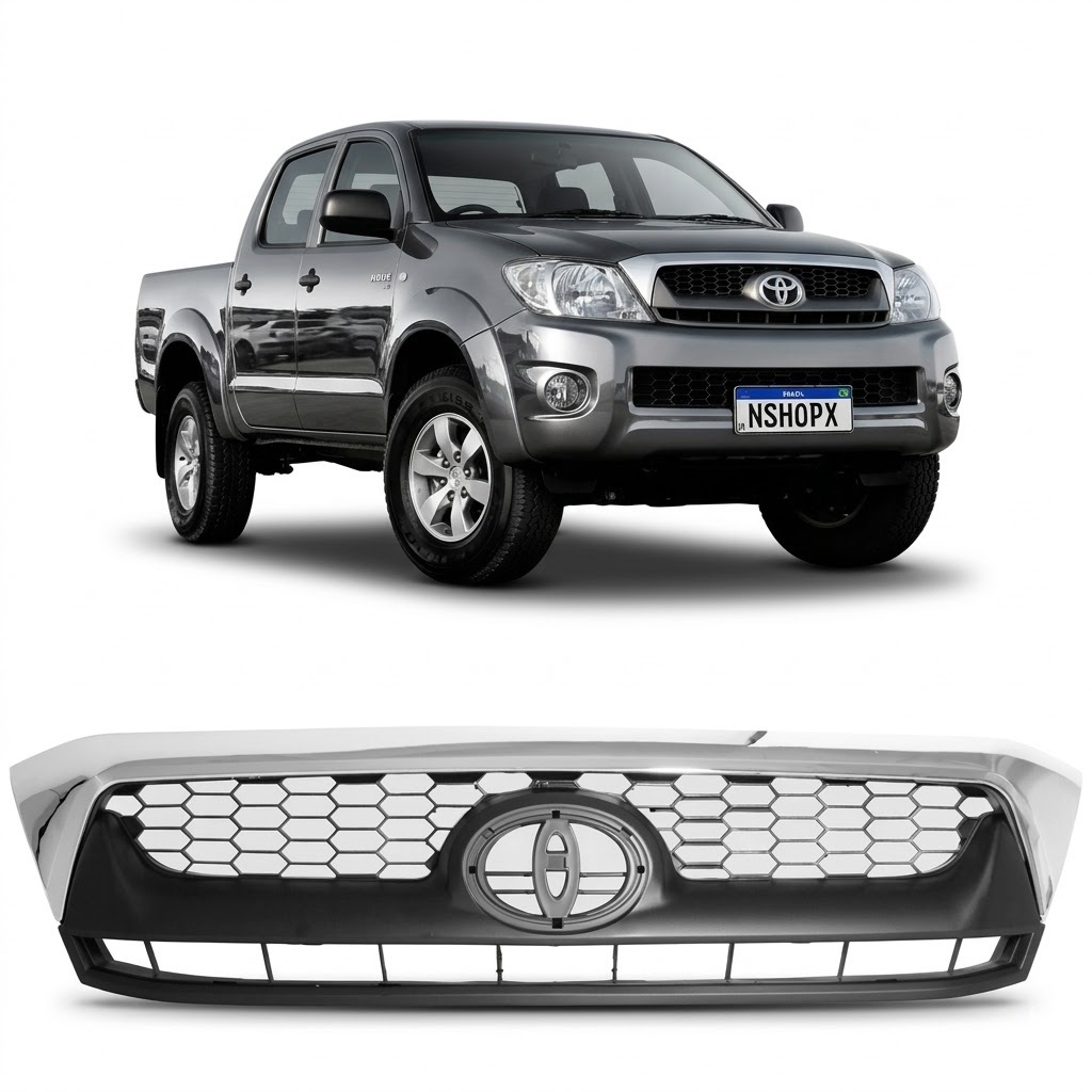 Grade Radiador Hilux Pick-up 2009 2010 2011 Moldura Cromada Com Preto