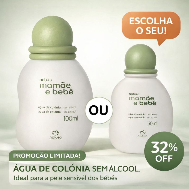Água de Colônia Mamãe e Bebê Natura Clássico/Tradicional - 100ml ou 50ml (miniatura)