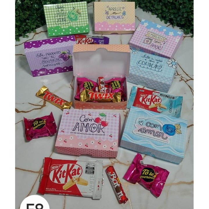 ENVIO RÁPIDO - Kit 8 Caixinhas Personalizadas 12x8cm | Arquivo Impresso para Montagem MIMOS PARA OS CLIENTES.