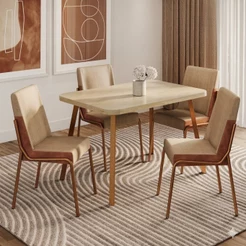 Conjunto Sala de Jantar 4 Cadeiras San Lorenzo Carraro Petra e Rosê
