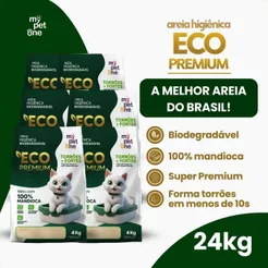 Kit 6 Areia Biodegradável 100% Mandioca para Gatos Cat Bio Eco Premium Grãos Finos MyPetOne - 24Kg