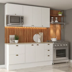 Cozinha Completa Milla Max Armário e Balcão Branco Carraro
