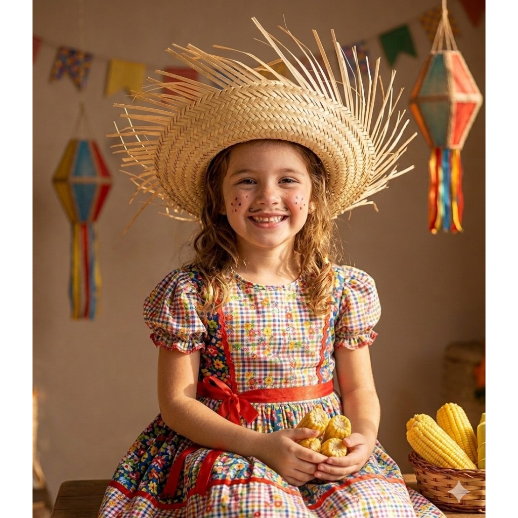 Kit 10 Chapéus INFANTIL Desfiado de Palha  São João Festa Junina