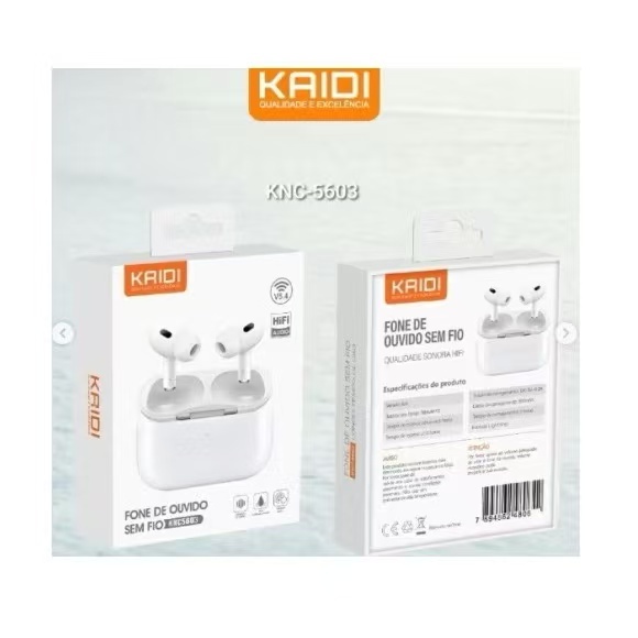 MARCA KAIDI Fone Estilo AirPods Sem Fio Tws Bluetooth 5.4 Original HIFI IPX4 A Prova Da agua —KAIDI KNC5603