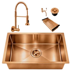 Cuba Gourmet 50x40 Inox 304 Rose com Torneira Parede Extensível Retrátil Completa