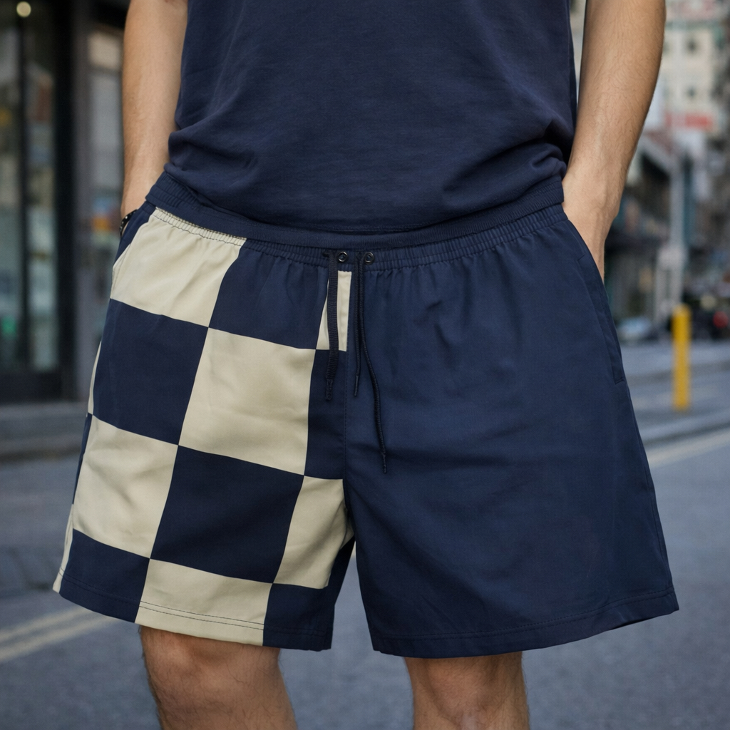 Shorts Tactel Masculino Estampado Xadrex  Bermuda Mauricinho Elastano Streetwear Masculina Treino