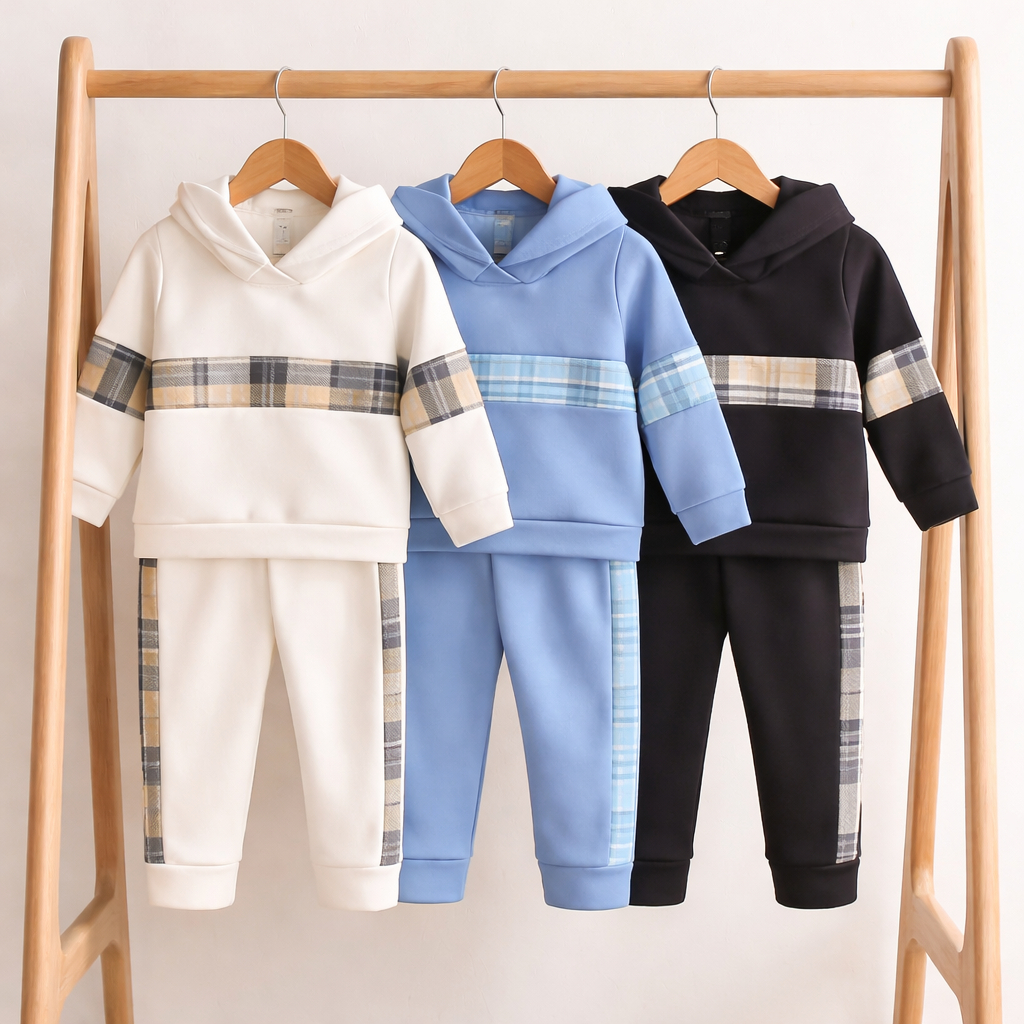 Conjunto Quentinho E Peluciado De Inverno Bebê Menino | Casaco Com Capuz e Calça Estiloso | P ao 3