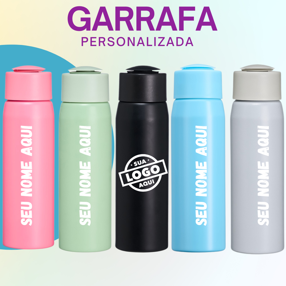 Garrafa 600ml Com Alsa Para Transporte, Personalizada , Logo Nome E Profissões