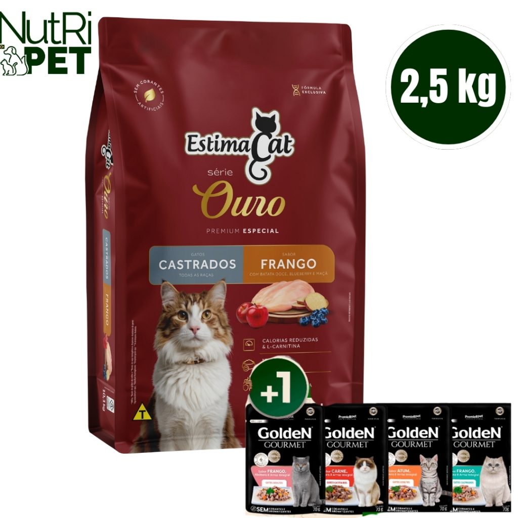 Ração Gatos EstimaCat Ouro Castrados 2,5kg