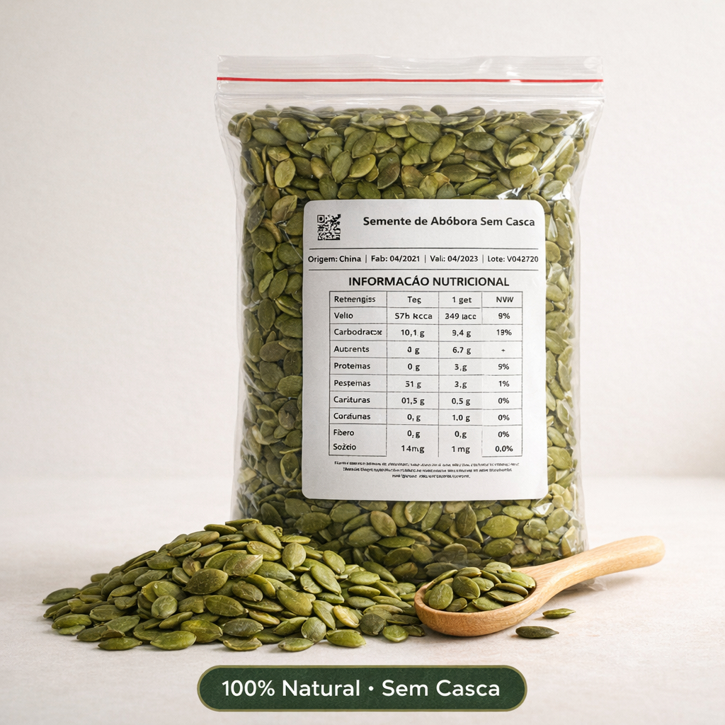 Semente De Abóbora Sem Casca Crua S/ Sal - 250g/500g/1kg