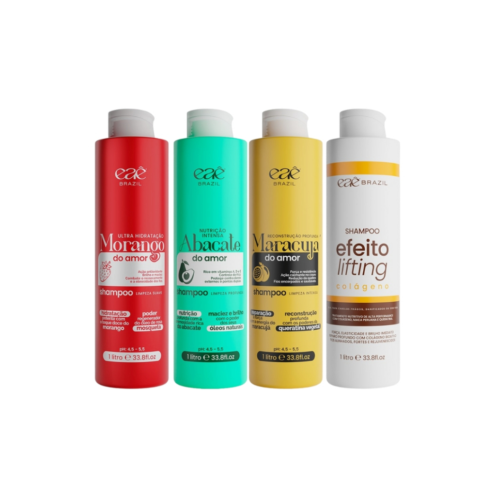 Shampoo De Tramento 1L Morango Do Amor | Abacate | Maracuja | Colageno | Eae Brazil