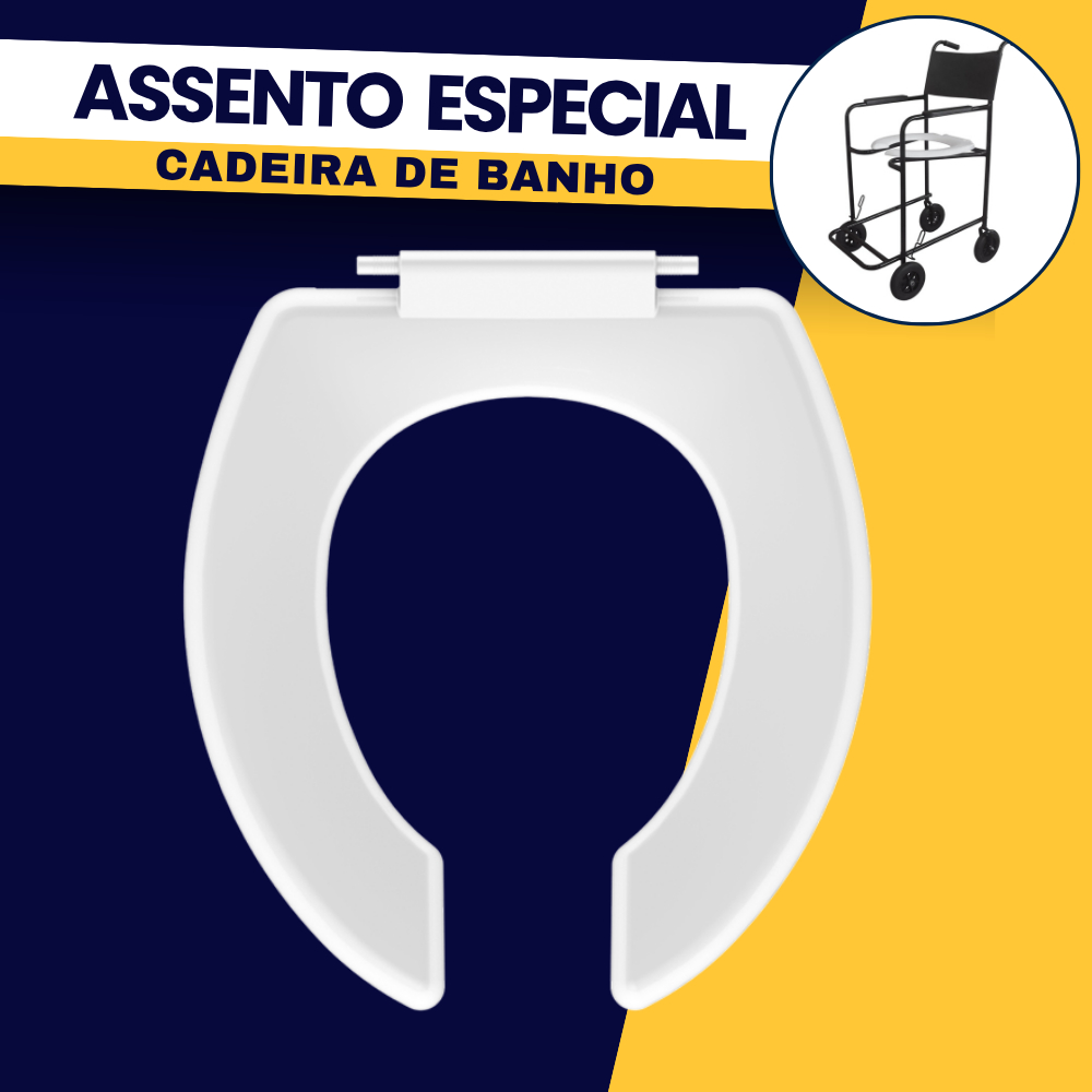 Assento Sanitário Para Cadeira Banho Reforçado Com Abertura Idosos Cirurgias Durín