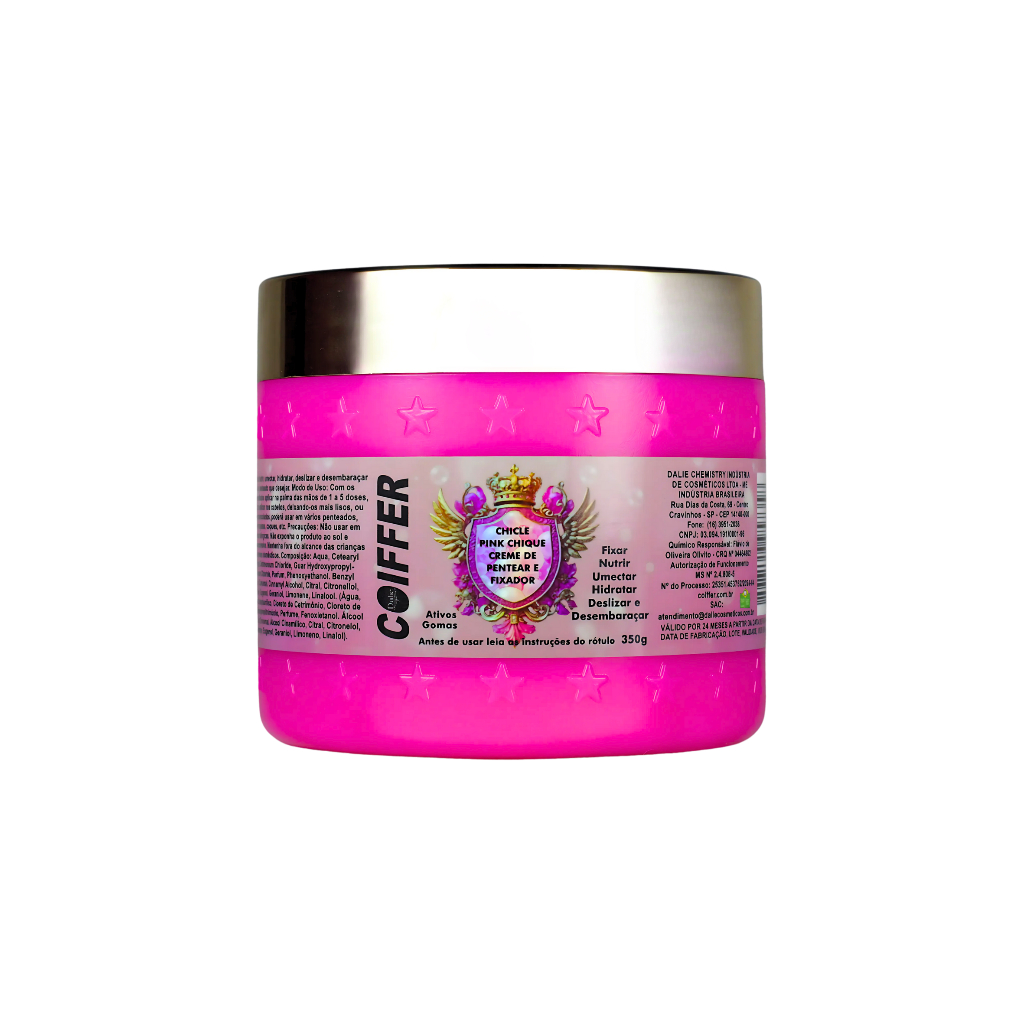 Coiffer Creme de Pentear e Fixar Penteados Chicle Pink 350g