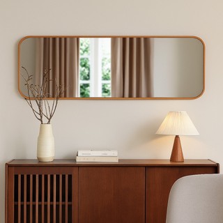 Espelho Corpo Inteiro Retrô 160x55cm Retangular Com Moldura Cantos Arredondados Sala Quarto Closet Escritório