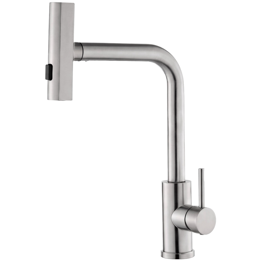 Torneira de Cozinha Gourmet Ducha Extensível Tripla Função Misturador Monocomando Aço Inox Escovado