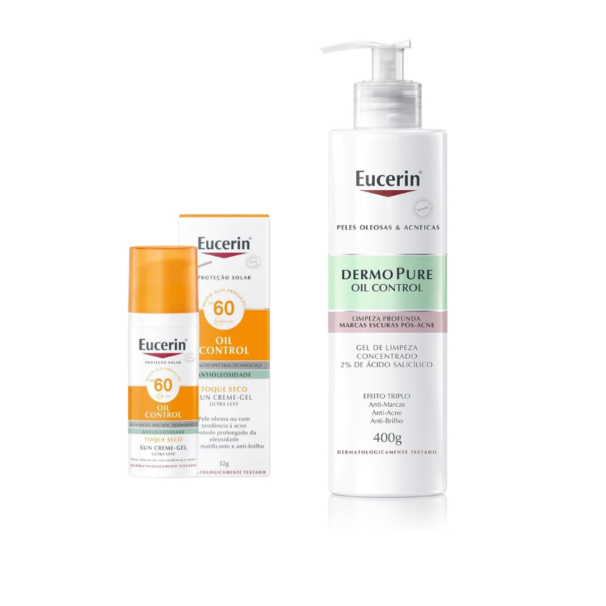Kit Eucerin Dermo Pure Limpeza + Protetor Solar Oil Control FPS 60
