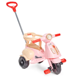 Triciclo Infantil Vespita Velotrol Motoca C/ Buzina Com Haste Empurrador e Proteção Lateral Calesita