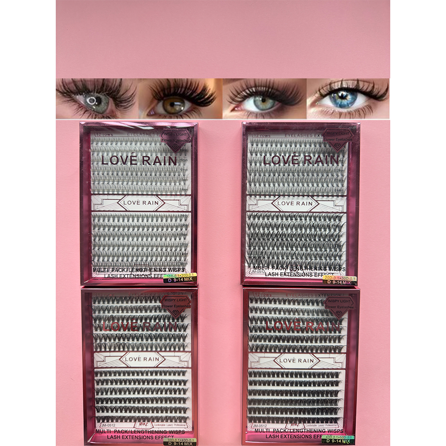 Cilios Fio A Fio Tufinhos Sem Nó Curvatura D 9- 14 MIX variados Lové Rain