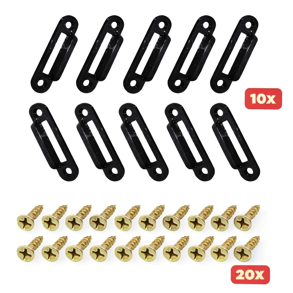 10 Presilhas Reforço Fundo Salva Gaveta + 20 Parafusos – Alta Resistência