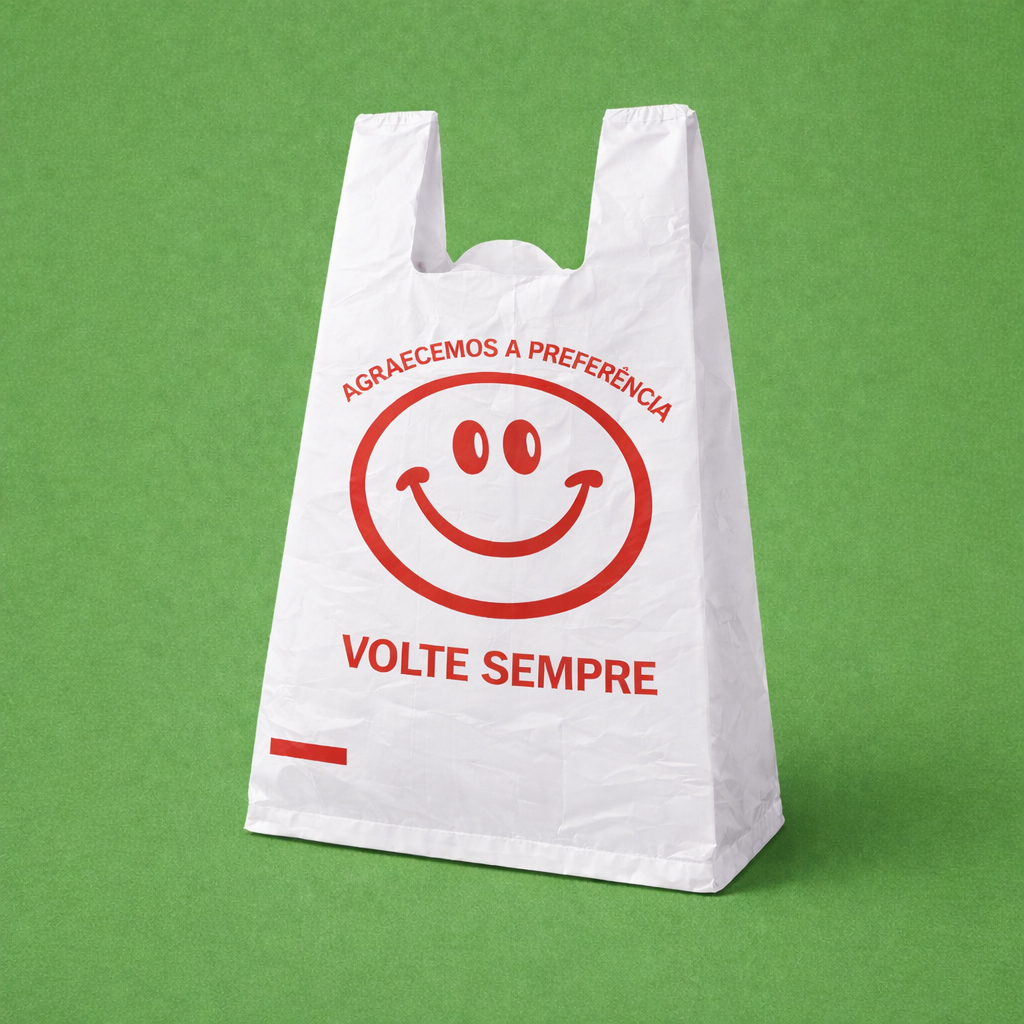 Sacola Plástica 38x50 Volte Sempre Reforçada 100UND Embalagem Delivery Padaria Bar Mercado Loja Hamburgueria
