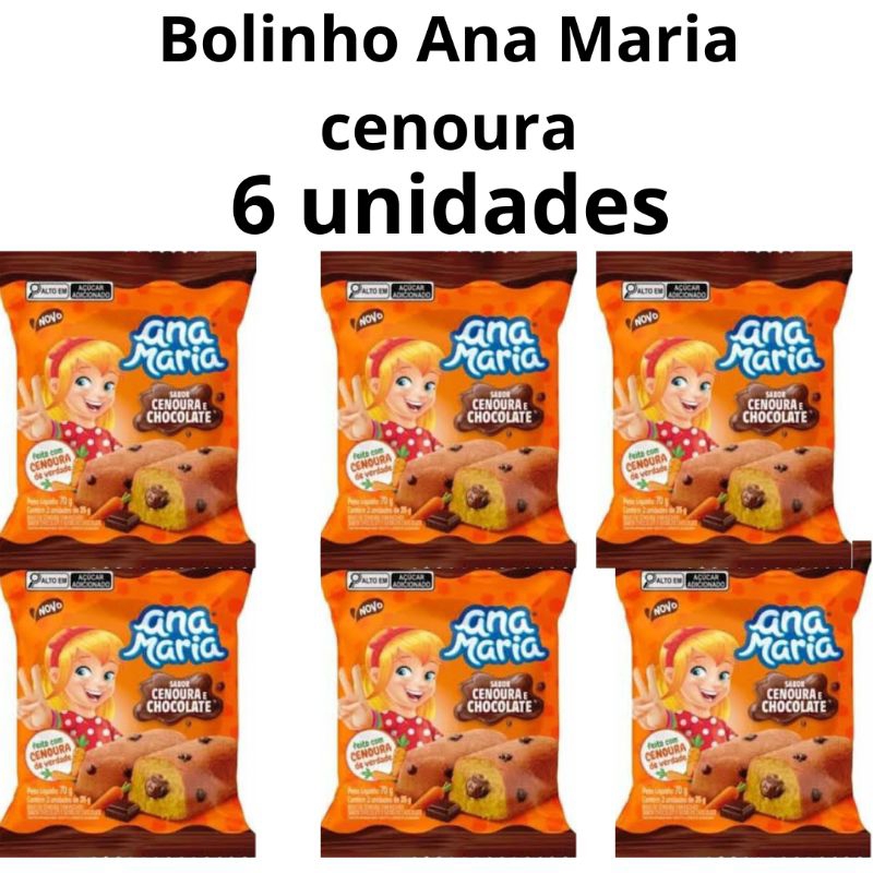 Kit 6 Bolinho Ana Maria Banoffe 70g Bolinho ana Maria Morango Bolinho Ana Maria Cenoura Chocolate Kit lanche Escolar