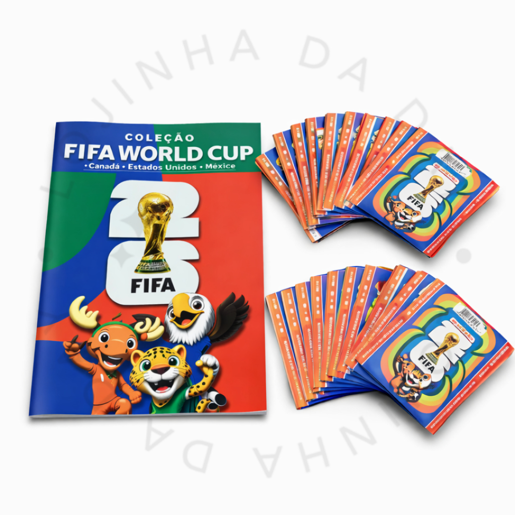 Álbum de Figurinhas Copa do Mundo 2026 + Kit Pacotes 48 Seleções Colecionável Não Oficial