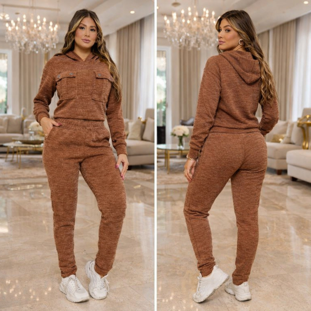 Conjunto Feminino Tendência Inverno Com Bolso Funcional lançamento2026** em Oferta na Shopee