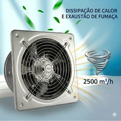 Exaustor Industrial 35cm Alta Pressão 2500m³/h – Motor Cobre Alta Vazão para Restaurante, Churrasqueira e Cozinha Yesop