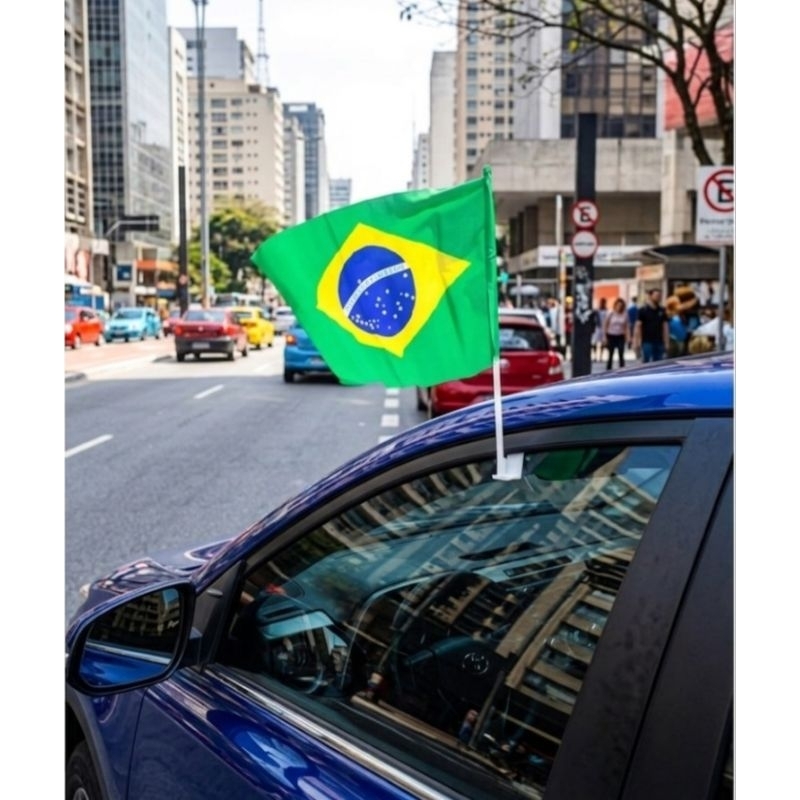 Kit 2 Bandeiras do Brasil para Carro 30x45cm com Suporte – Torcida Copa Futebol Vidro Automotivo 🇧🇷