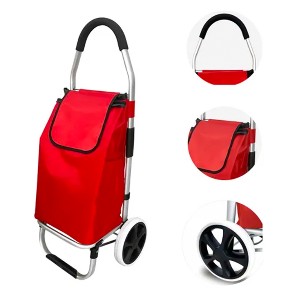 Carrinho De Feira Compras Grande 70litros Dobrável 30kg Com rodas mercado em Oferta na Shopee