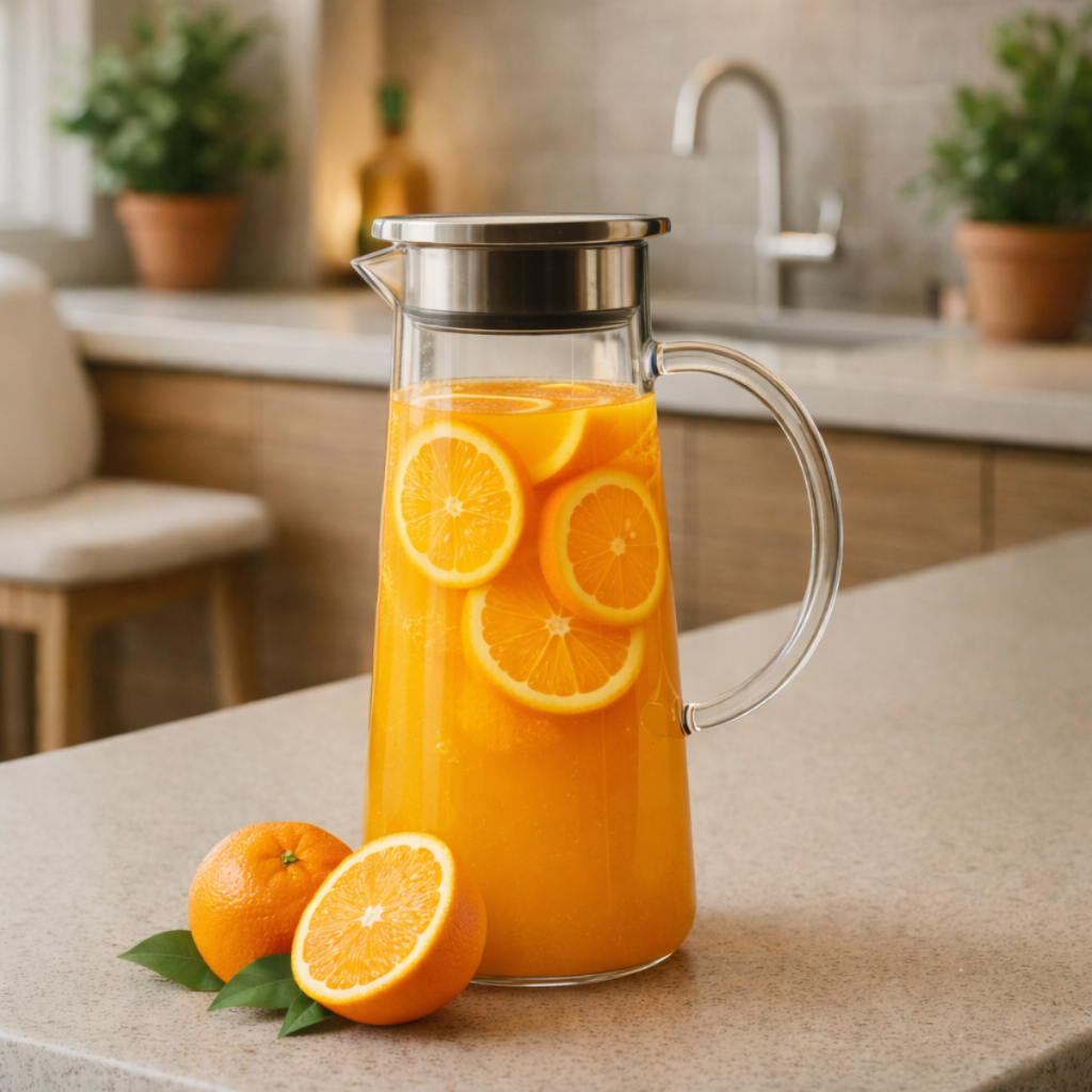 Jarra de Suco Vidro com Tampa Inox Garrafa Vidro Para Suco Água Chá Gelado Garrafa Chique Suqueira
