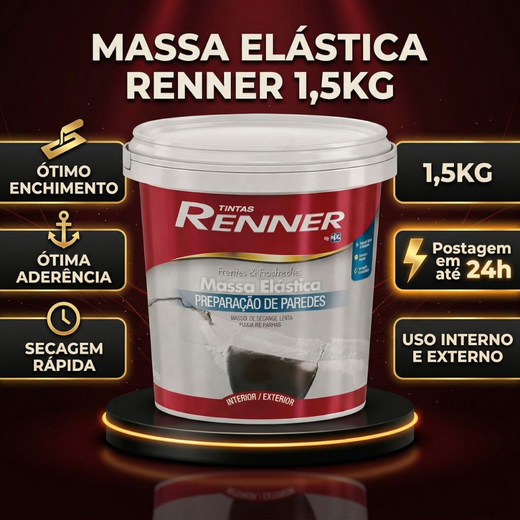 Massa Acrilica de Parede Elástica Renner para Alvenaria Gesso Concreto Reboco Correção Trinca