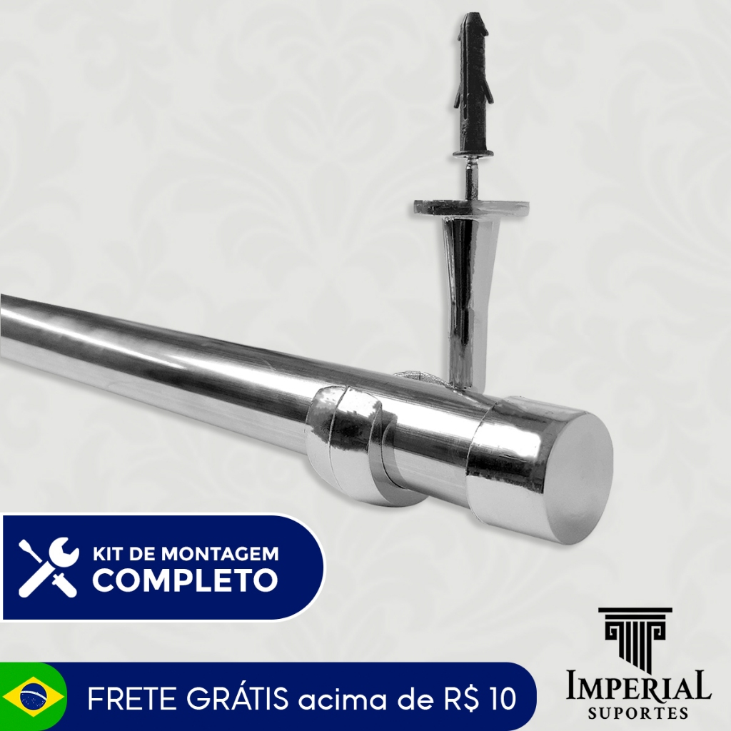 Varão Cortina 3,00m 28mm Suporte De Teto Varao Cortinas Sanca Cortineiro