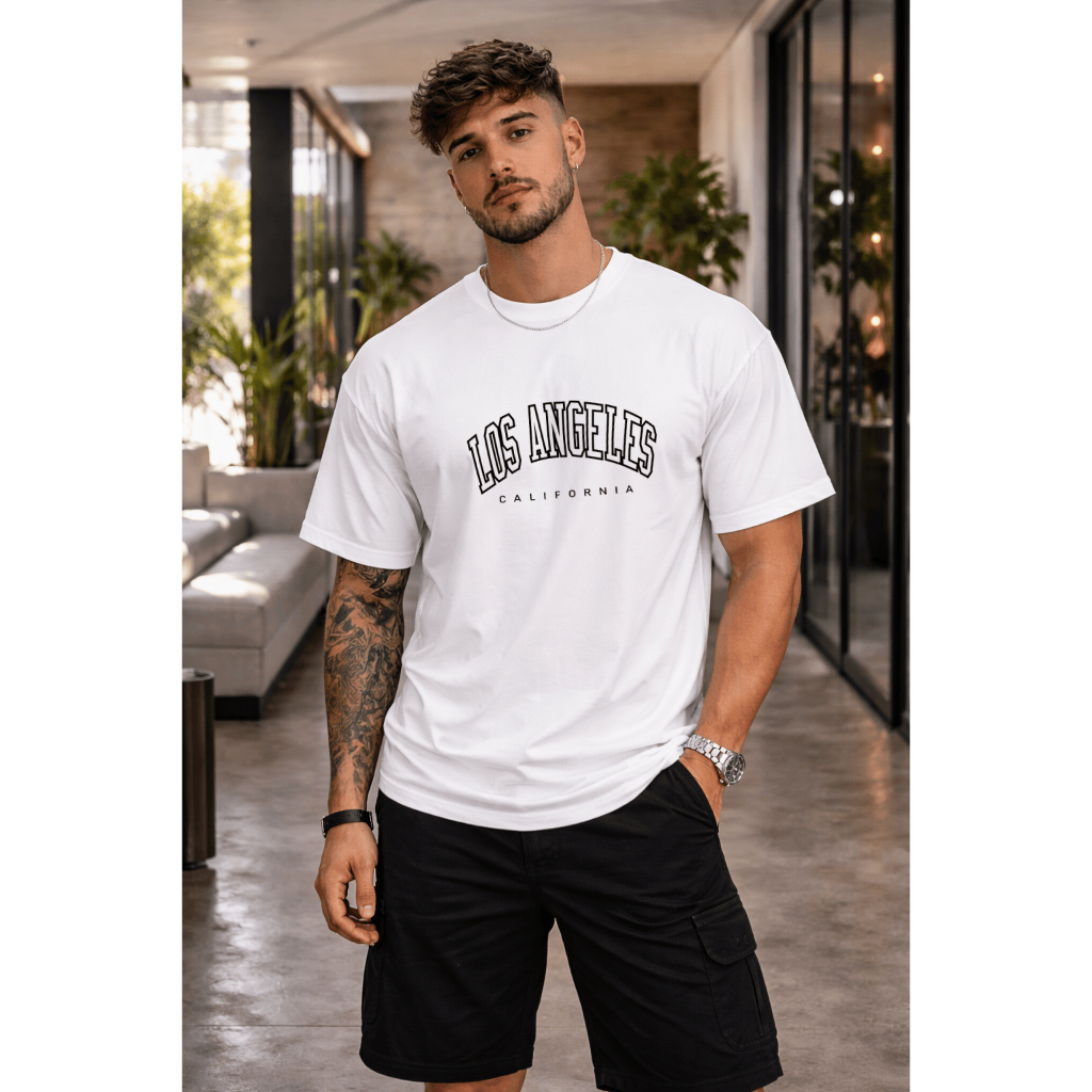 Camisetão Masculino Oversized Los Angeles California | 100% Algodão | Estilo Streetwear West Coast