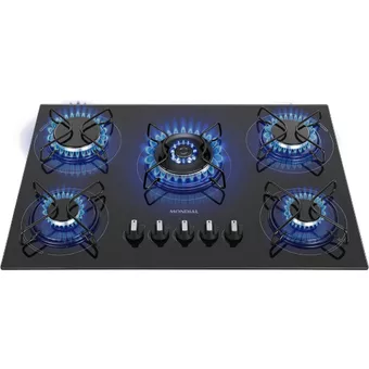 Cooktop a Gás 5 Bocas Mondial Preto/Inox Bivolt - CTG-03