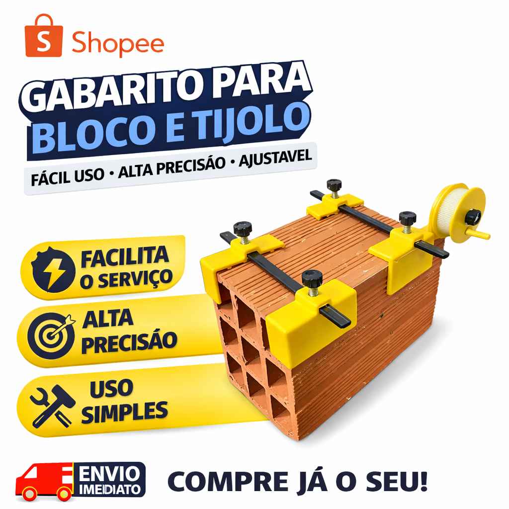 Gabarito Para Assentar e Alinhar Blocos Tijolos Alinha Certo Parede Com 30 metros de Linha Deplasti