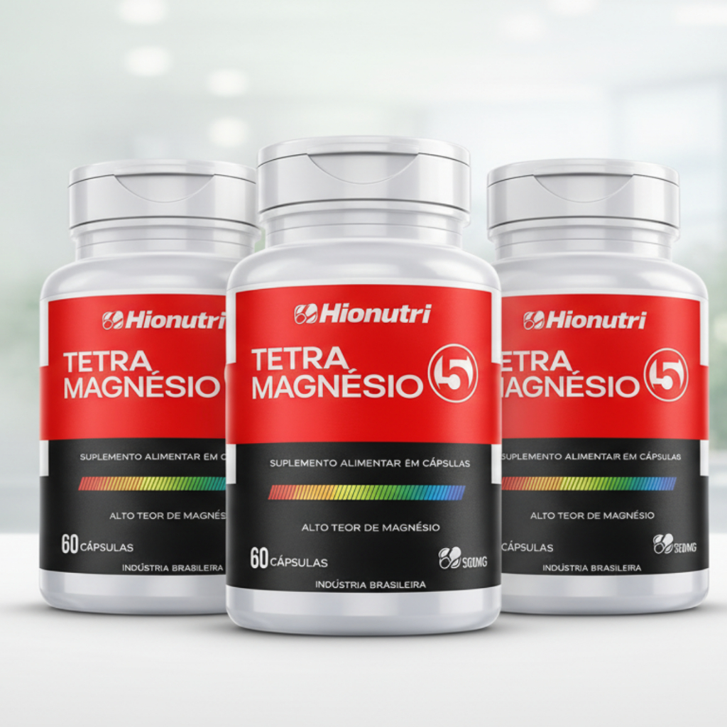 Kit 3x Tetra Magnésio 5 Hionutri – 60 Cápsulas, Alta Absorção e Energia