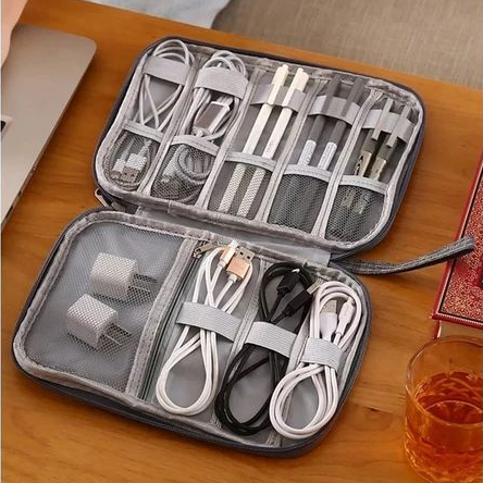 Estojo Organizador de Viagem Resistente Multifuncional para Acessórios Digitais Cabos e Pequenos Objetos 9 Divisórias