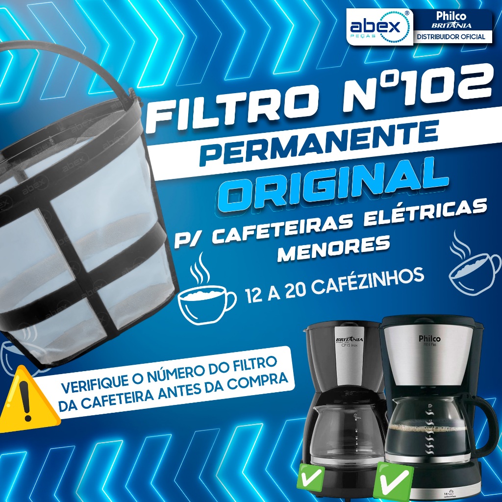 Filtro Permanente 102 Universal Britânia, Mondial, Mallory Lavável Reutilizável Original