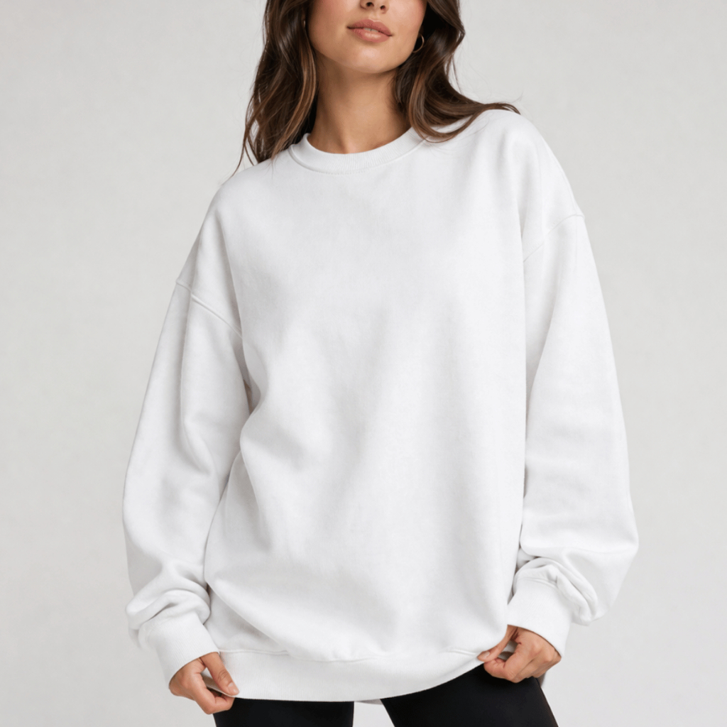 Moletom Gola Careca Feminino Algodão Liso Básico Inverno Com Peluciado Algodão