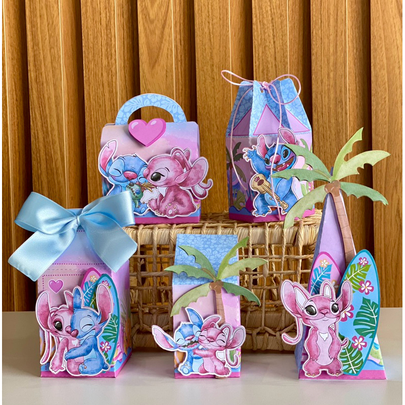 PEGUE E MONTE - Personalizado Stitch e Angel / Caixinhas Stitch e Angel / Lembrancinhas de festa no tema Stitch e Angel