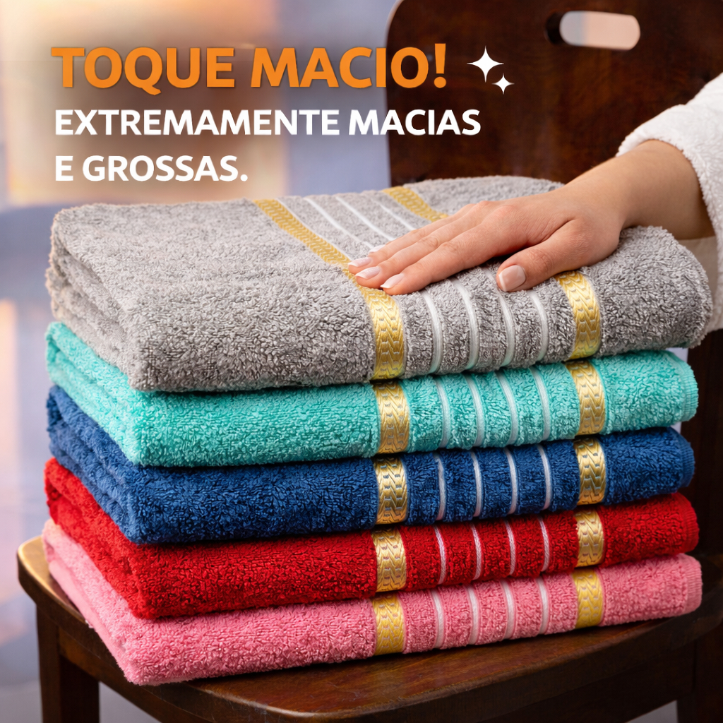 KIT Com 4 - 2 e 1 Toalha Banho Laune Haus Envolva-se em Conforto e Luxo com Nossas Toalhas