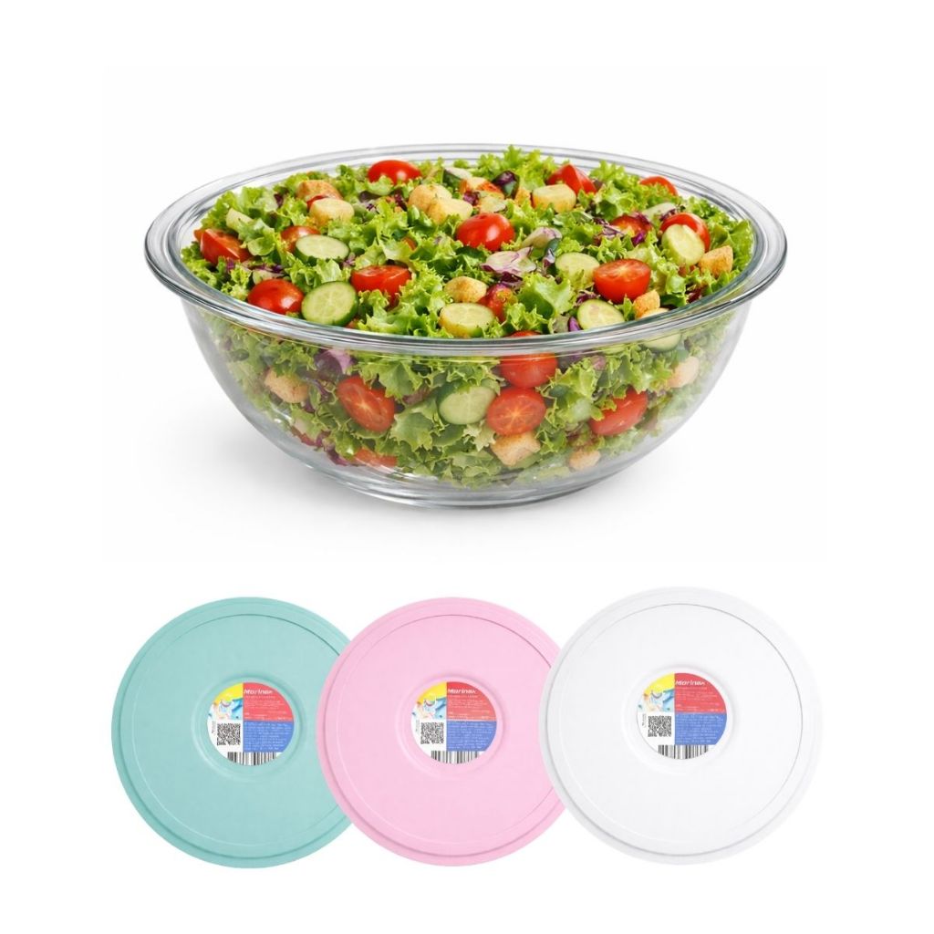 Tigela Vidro Marinex 3L Com Tampa Hermética Vedação Forte Saladeira Grande Cozinha Prática